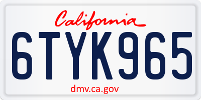 CA license plate 6TYK965