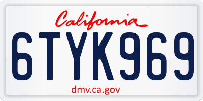 CA license plate 6TYK969