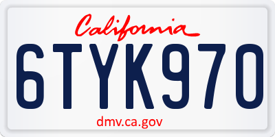 CA license plate 6TYK970