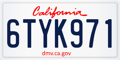 CA license plate 6TYK971