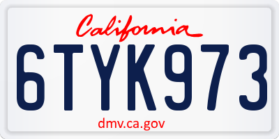 CA license plate 6TYK973