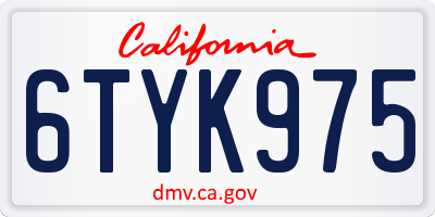 CA license plate 6TYK975