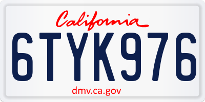 CA license plate 6TYK976