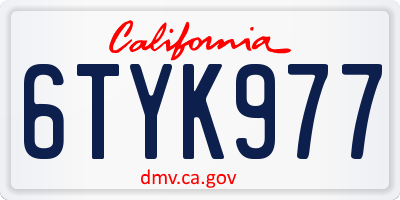 CA license plate 6TYK977
