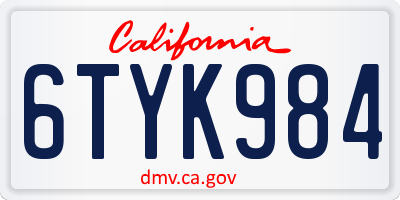 CA license plate 6TYK984