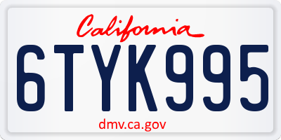 CA license plate 6TYK995