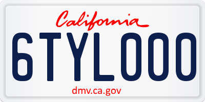CA license plate 6TYL000