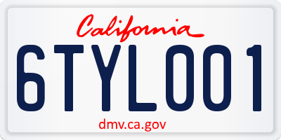 CA license plate 6TYL001
