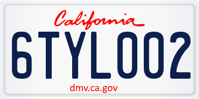 CA license plate 6TYL002