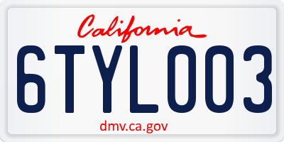CA license plate 6TYL003