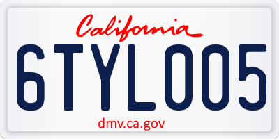 CA license plate 6TYL005