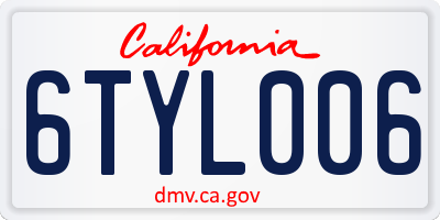 CA license plate 6TYL006