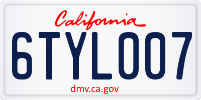 CA license plate 6TYL007