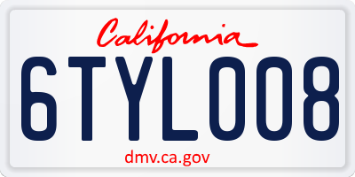 CA license plate 6TYL008