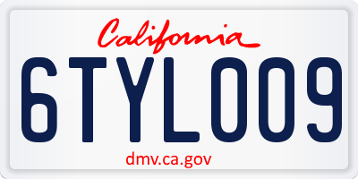CA license plate 6TYL009