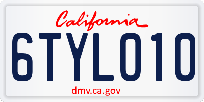 CA license plate 6TYL010