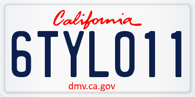 CA license plate 6TYL011