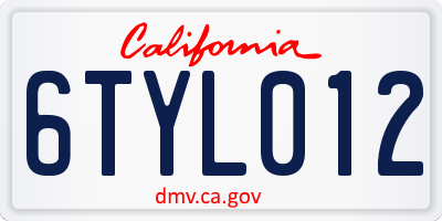 CA license plate 6TYL012