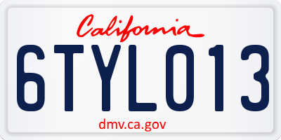 CA license plate 6TYL013