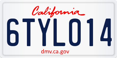 CA license plate 6TYL014