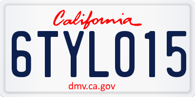 CA license plate 6TYL015