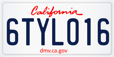 CA license plate 6TYL016