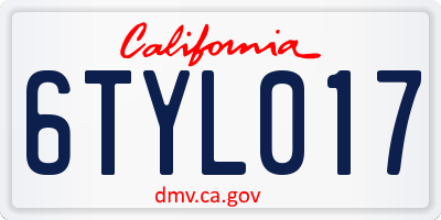 CA license plate 6TYL017