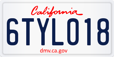 CA license plate 6TYL018