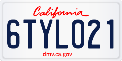 CA license plate 6TYL021