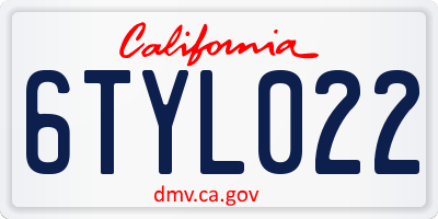 CA license plate 6TYL022