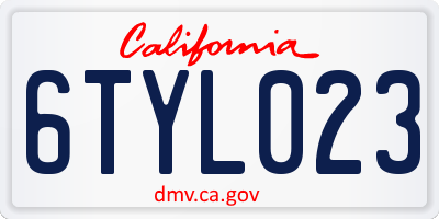 CA license plate 6TYL023