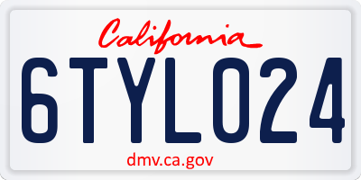 CA license plate 6TYL024