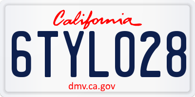 CA license plate 6TYL028