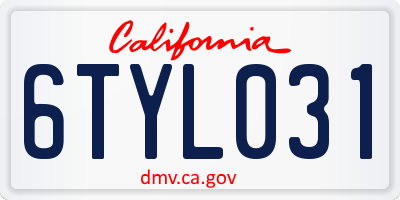 CA license plate 6TYL031