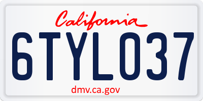 CA license plate 6TYL037