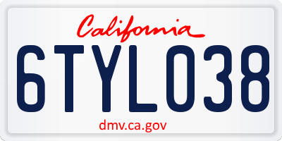 CA license plate 6TYL038