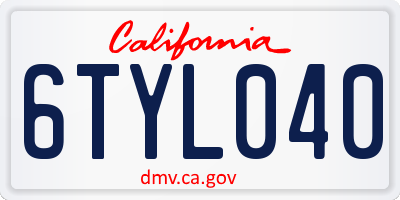 CA license plate 6TYL040