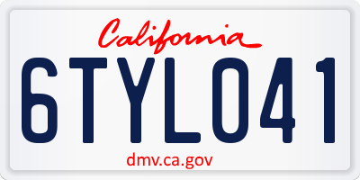 CA license plate 6TYL041