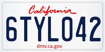 CA license plate 6TYL042