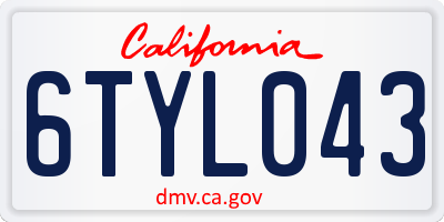 CA license plate 6TYL043