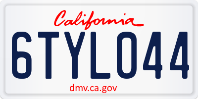 CA license plate 6TYL044