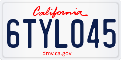 CA license plate 6TYL045