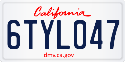 CA license plate 6TYL047