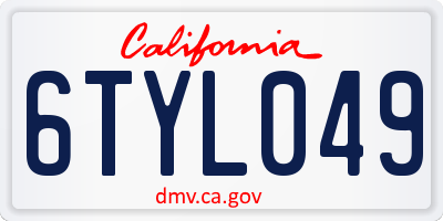 CA license plate 6TYL049