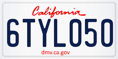 CA license plate 6TYL050