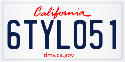 CA license plate 6TYL051