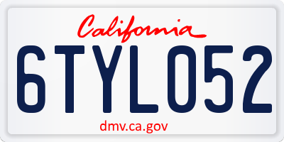 CA license plate 6TYL052