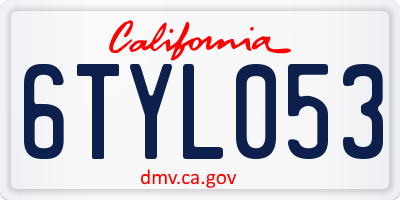CA license plate 6TYL053