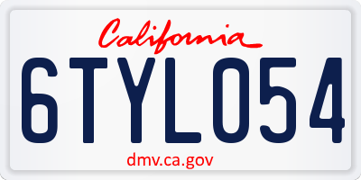 CA license plate 6TYL054