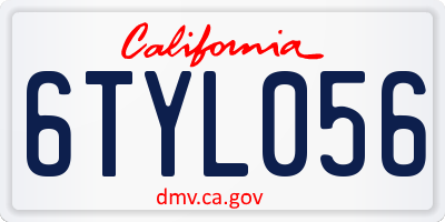 CA license plate 6TYL056